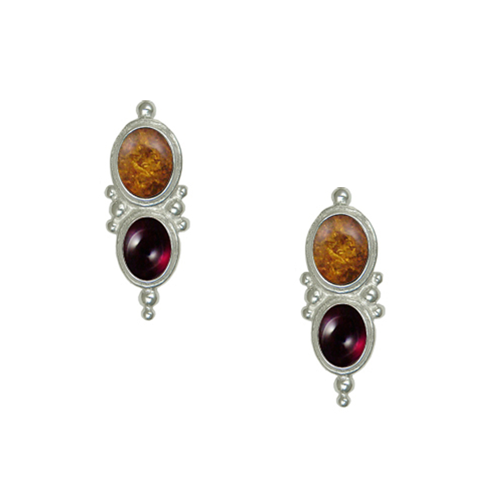 Sterling Silver Drop Dangle Earrings With Amber